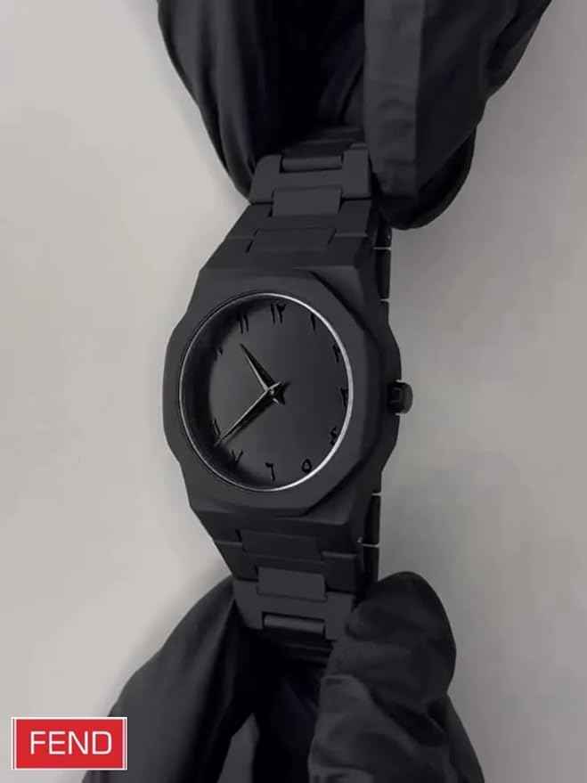 Men's Matte Black Minimalist Watch with Arabic Numerals - Trending Analog Wristwatch SKU-W1