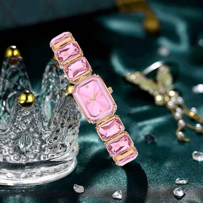 Luxury Women’s Watch | Crystal Bracelet Gold Octagon Dial | Elegant Dress Watch for Girls & Ladies Gift