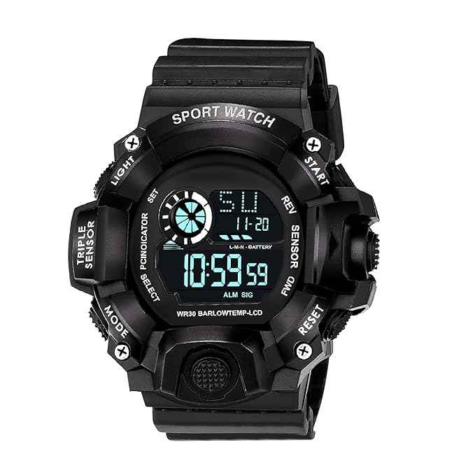 Digital Sports Watch for Men - Rugged Outdoor Multi-Function with Countdown Timer, Alarm & WR30 Water Resistance | SKU-W15