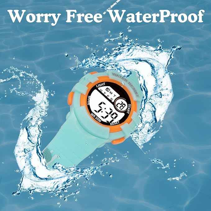 Printed Strap Kids Digital Watch Waterproof with Alarm, Night Light – Ideal for Boys & Girls (Ages 5-14)