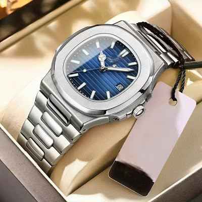 Luxury Vintage Men’s Wristwatch | Classic Quartz with Silver Textured Dial and Date Display | Stainless Steel Band