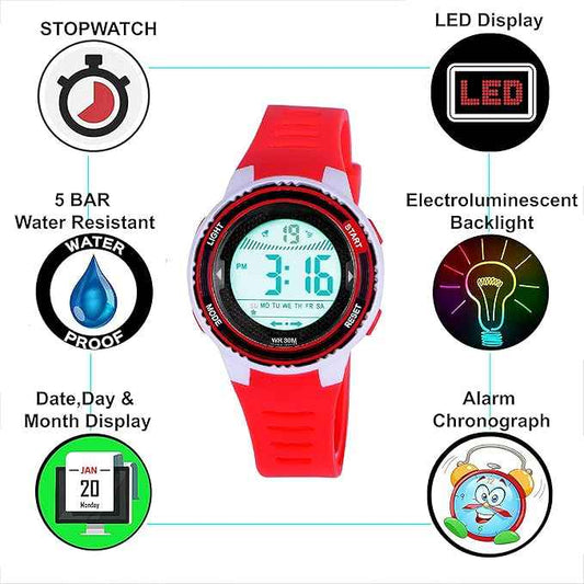 Digital Sports Watch for Kids | Durable Waterproof Dual Display with Alarm Function