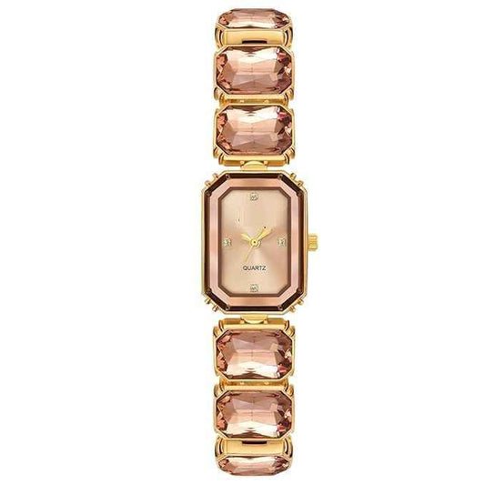 Luxury Women’s Watch | Crystal Bracelet Gold Octagon Dial | Elegant Dress Watch for Girls & Ladies Gift