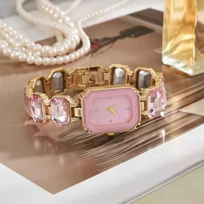 Luxury Women’s Watch | Crystal Bracelet Gold Octagon Dial | Elegant Dress Watch for Girls & Ladies Gift