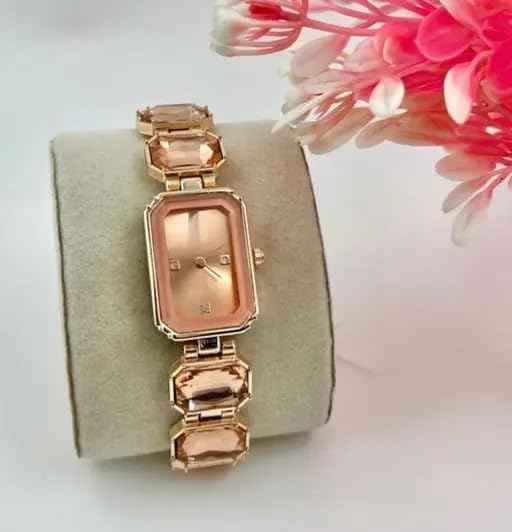 Luxury Women’s Watch | Crystal Bracelet Gold Octagon Dial | Elegant Dress Watch for Girls & Ladies Gift