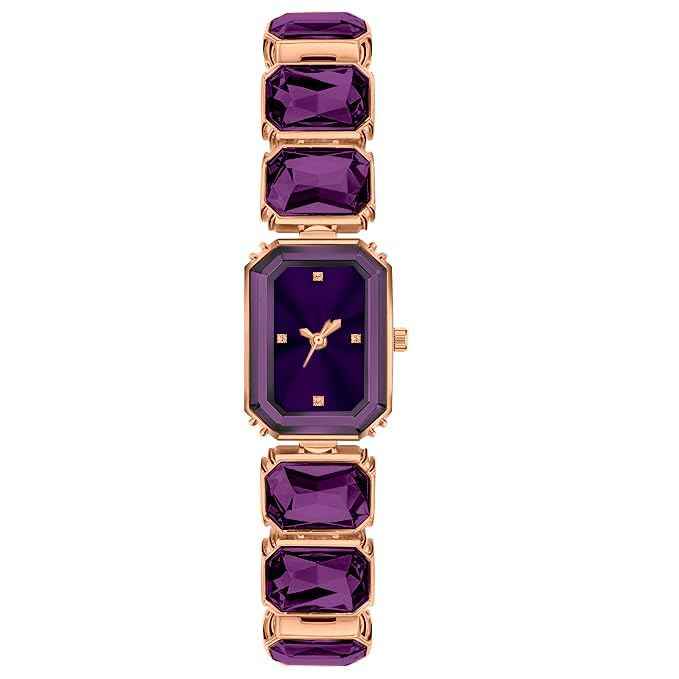 Luxury Women's Analog Watch with Crystal Bracelet and Gold Octagon Dial - Elegant Dress Watch for Girls & Ladies Gift