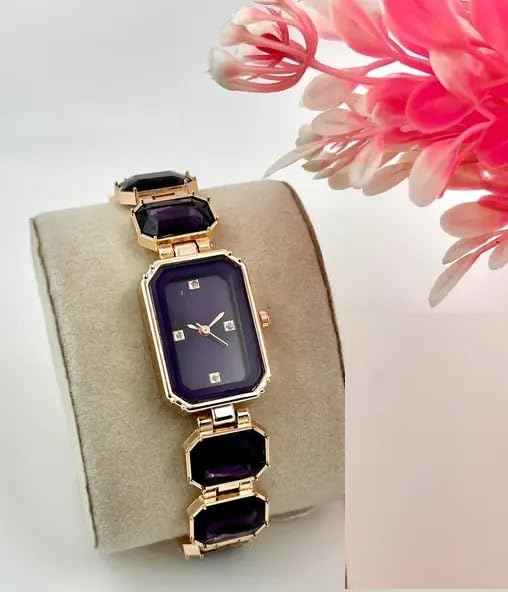 Luxury Women's Analog Watch with Crystal Bracelet and Gold Octagon Dial - Elegant Dress Watch for Girls & Ladies Gift