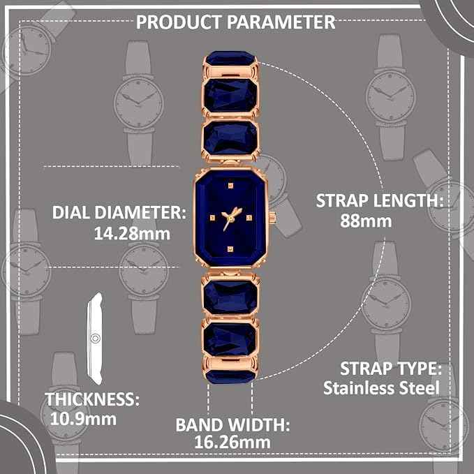 Luxury Women’s Watch with Crystal Bracelet | Rose Gold Octagon Dial | Elegant Dress Watch for Girls & Ladies Gift