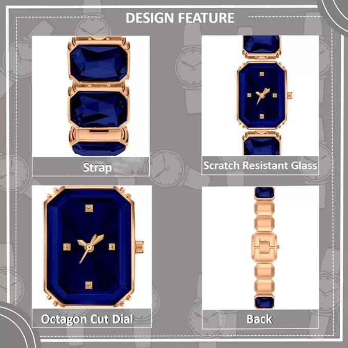 Luxury Women’s Watch with Crystal Bracelet | Rose Gold Octagon Dial | Elegant Dress Watch for Girls & Ladies Gift