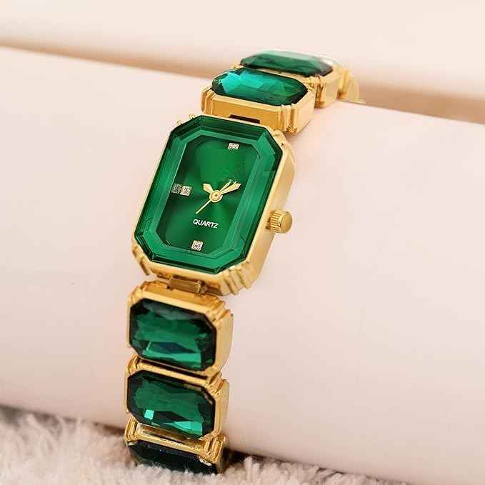 Luxury Women’s Watch - Elegant Gold Octagon Dial with Crystal Bracelet for Girls & Ladies Gift