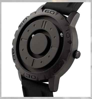 Magnetic Ball Men's Watch | Futuristic Handless Quartz Watch with Rolling Ball Display and Modern Black Silicone Strap
