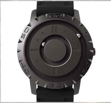 Magnetic Ball Men's Watch | Futuristic Handless Quartz Watch with Rolling Ball Display and Modern Black Silicone Strap