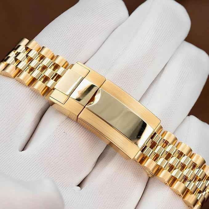 Men's Luxury GMT Watch | 18K Gold-Plated Design with Black Dial and Rotating Bezel | Water-Resistant Timepiece