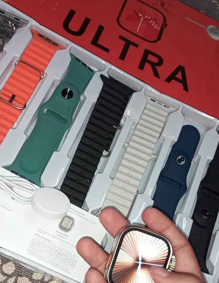 Ultra 2 Smart Watch with 7-in-1 Interchangeable Straps and Multiple Watch Faces in Orange and Black | SKU-W4