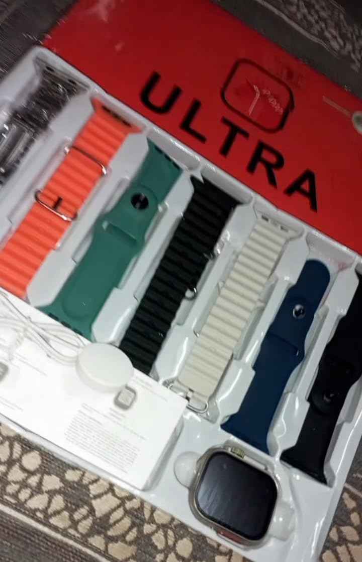 Ultra 2 Smart Watch with 7-in-1 Interchangeable Straps and Multiple Watch Faces in Orange and Black | SKU-W4