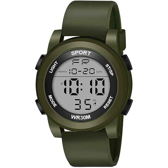 Black Dial Digital Sports Watch for Men & Boys | Waterproof Multi-Function Rubber Strap Wristwatch