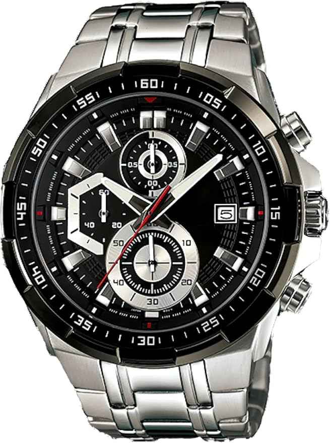 Men’s Luxury Chronograph Watch | Two-Tone Silver & Gold | Black Dial with Date Display | Elegant Stainless Steel Wristwatch