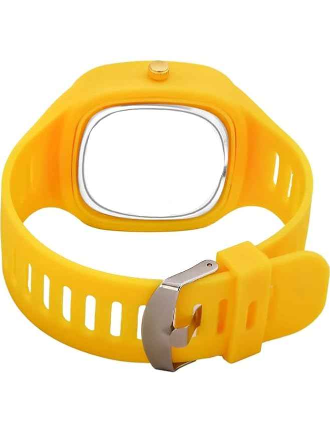 Big Square Dial Watch for Men – Premium Stylish Wrist Watch in Bold Yellow Design | SKU-W6