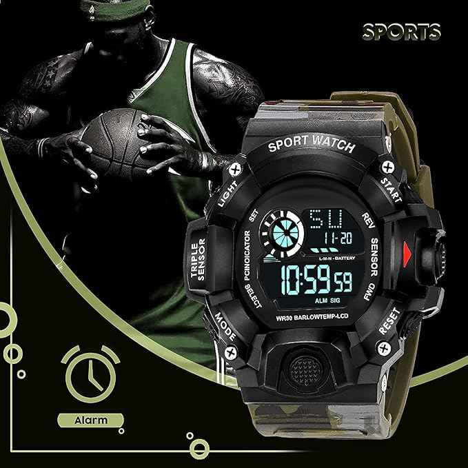 Digital Sports Watch for Men - Rugged Multi-Function Outdoor Watch with Countdown Timer, Alarm & WR30 Water Resistance | SKU-W18