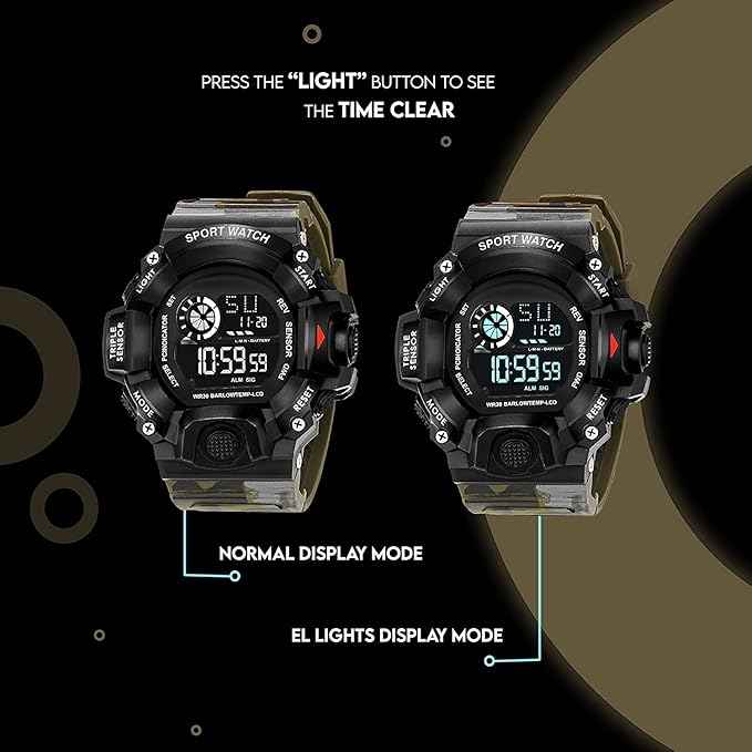 Digital Sports Watch for Men - Rugged Multi-Function Outdoor Watch with Countdown Timer, Alarm & WR30 Water Resistance | SKU-W18