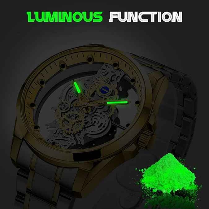Luxury Men’s Skeleton Watch - Two-Tone Waterproof Stainless Steel Design | SKU-W24