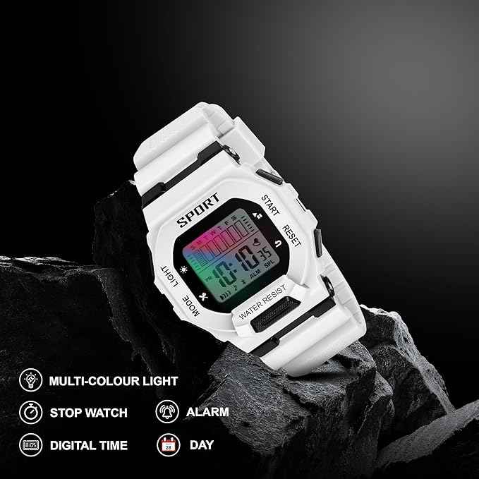 Sportz Digital Silicone Strap Children's Digital Sports Watch | Waterproof LED Wristwatch for Boys & Girls | Durable & Comfortable Kids Watch | SKU-W25