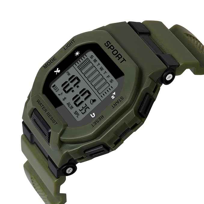 Sportz Digital Sports Watch for Kids | Waterproof LED Silicone Strap Watch for Boys & Girls | Durable & Comfortable Kids Wristwatch (Green) | SKU-W28