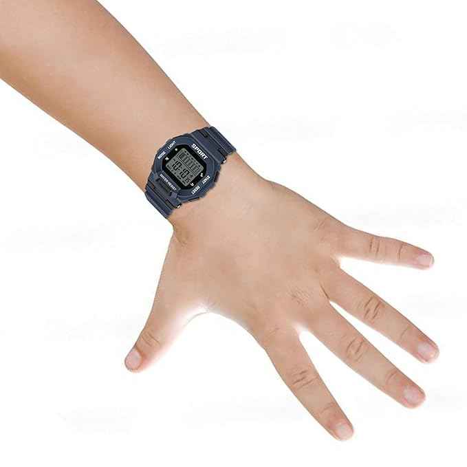 Sportz Digital Silicone Strap Kids Digital Sports Watch - Waterproof LED Wristwatch for Boys & Girls (Blue) | SKU-W27