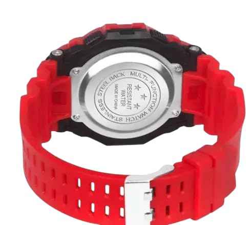 Sportz Digital Sports Watch for Kids - Waterproof Kids Digital Sports Watch with Silicone Strap for Boys & Girls in Red (SKU-W30)