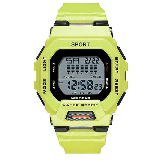 Sportz Digital Sports Watch for Kids - Waterproof LED Kids Digital Sports Watch in Lime Green with Durable Silicone Strap for Active Play