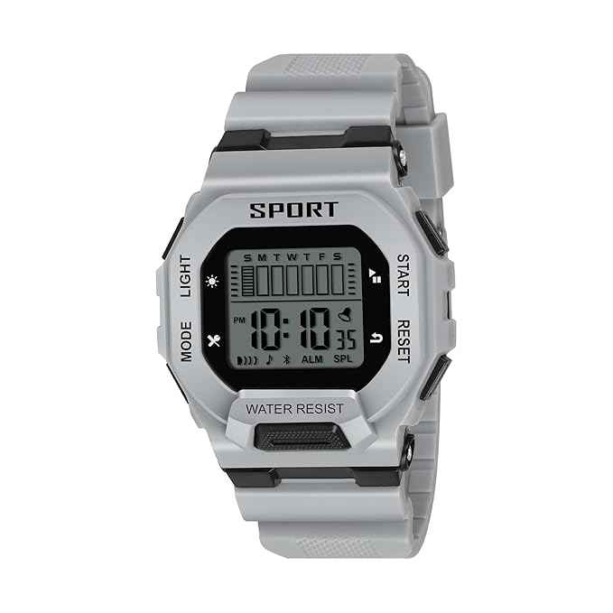 Sportz Digital Silicone Strap Watch for Kids - Stylish Waterproof LED Sports Digital Watch for Kids (Grey) | Durable and Comfortable Kids Digital Wristwatch (SKU-W29)