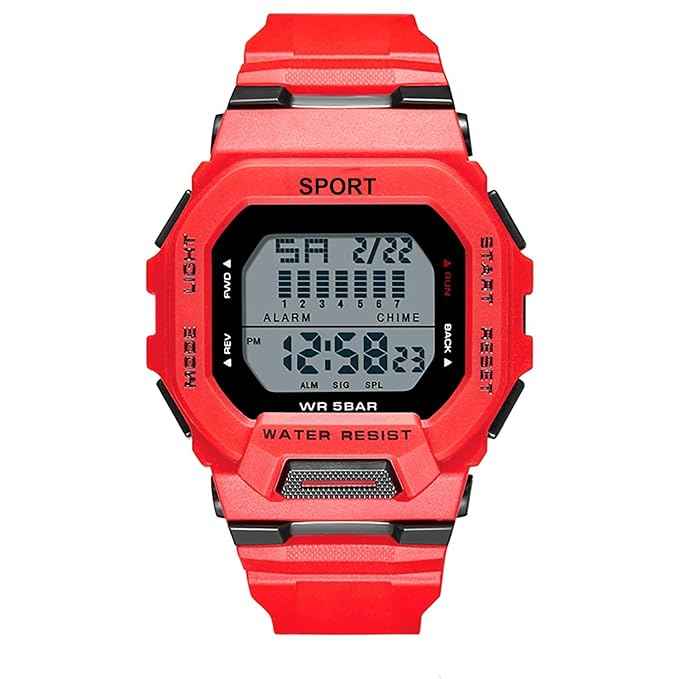 Sportz Digital Sports Watch for Kids - Waterproof Kids Digital Sports Watch with Silicone Strap for Boys & Girls in Red (SKU-W30)